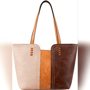 NWT Women's Designer Montana West Three Chocolate Oversize Vegan Leather Handbag